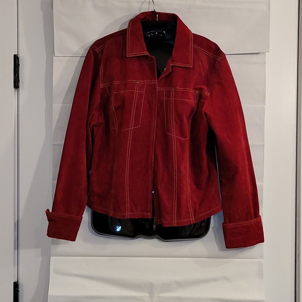 Red Suede Leather Jacket ♥ Large